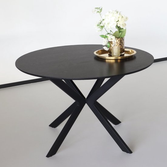 Foto: Eettafel rond ronsi zwart 120cm ronde tafel