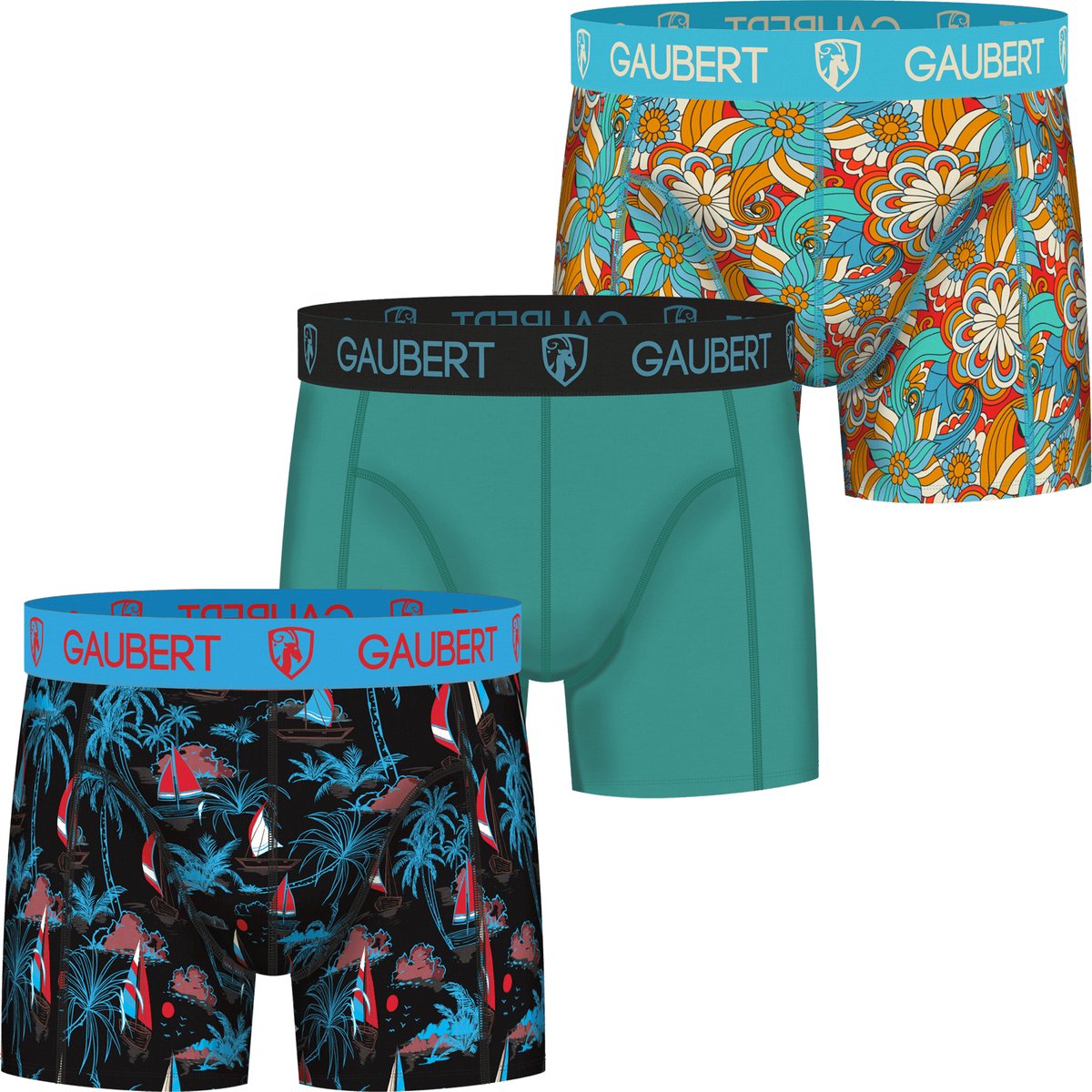 Gaubert Boxershorts Jongens - 3 Paar - Bloemen en Boten - Maat S