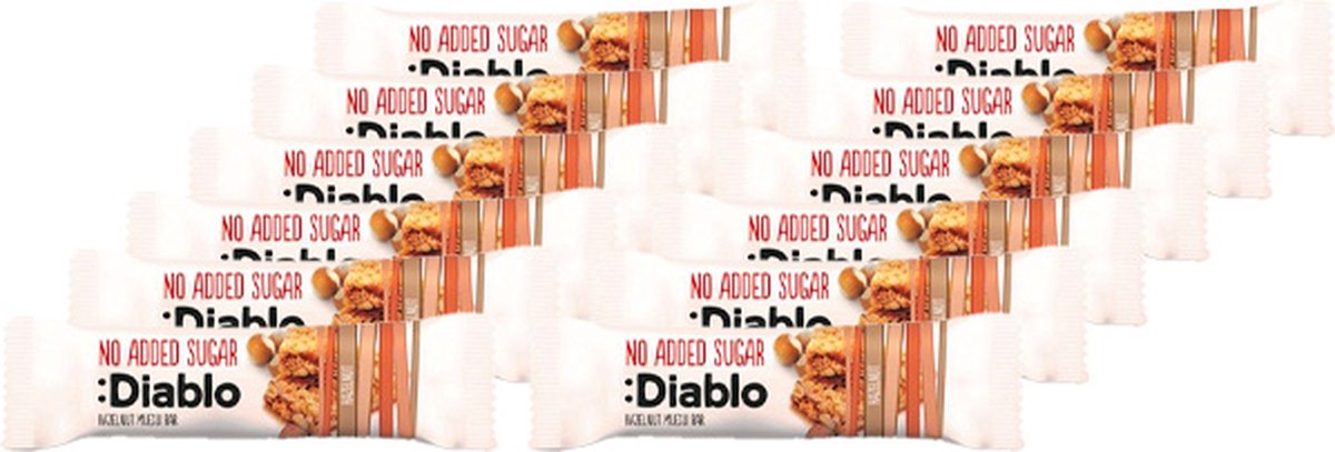 Diablo | No Added Sugar | Hazelnut Muesli Bar | 12 Stuks | 12 x 30 gram