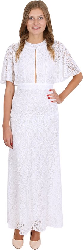 John Zack Elegante witte kanten maxi jurk