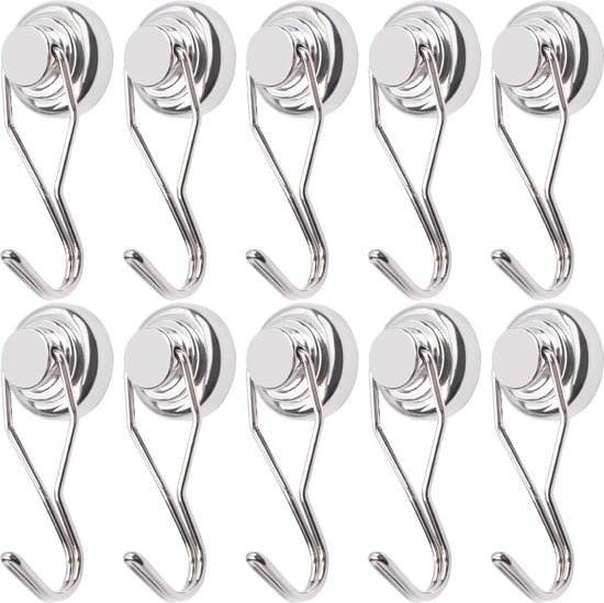 OCEUMAOA Magneethaken, extra sterk, 50 kg, neodymium magneten met haak, 42 mm, magneet, karabijnhaak, zeer sterk, 360 graden draaibaar, groot, voor koelkasten, keuken, garage, kantoor, magnetische