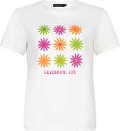 Ydence T-shirt Celebrate Life Tops & T-shirts Dames - Shirt - Gebroken wit - Maat M