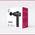 Doos van het Northwall Prime massagepistool met afbeelding van het zwarte apparaat, 6 opzetstukken en specificaties.