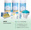 WAYS Onderhoudspakket met teststrips, pH+, pH-, reparatieset, lijm en schrobber.