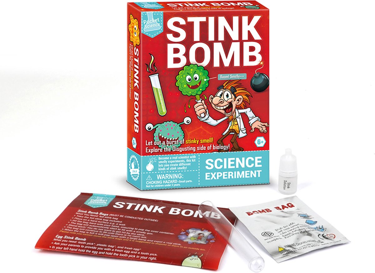 Pocket science- scheikunde experimenteerset experimenten voor kinderen experimenteerdozen zelf stinkbommen maken T2502