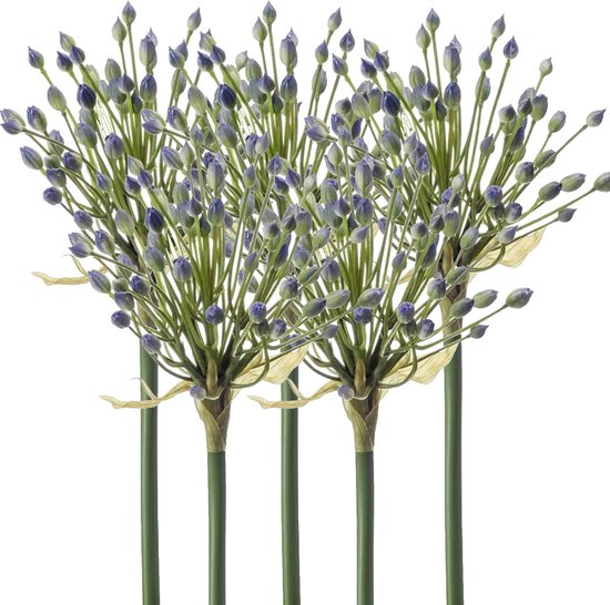 Emerald Allium/Sierui kunstbloem - 5x - losse steel - blauw - 70 cm - Natuurlijke uitstraling