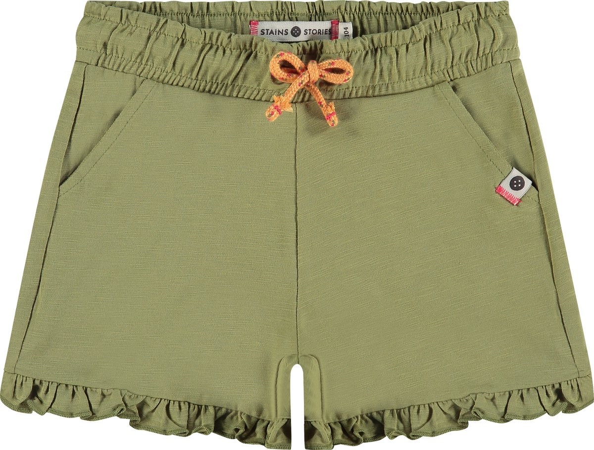 Stains and Stories girls short Meisjes Broek - olive - Maat 98