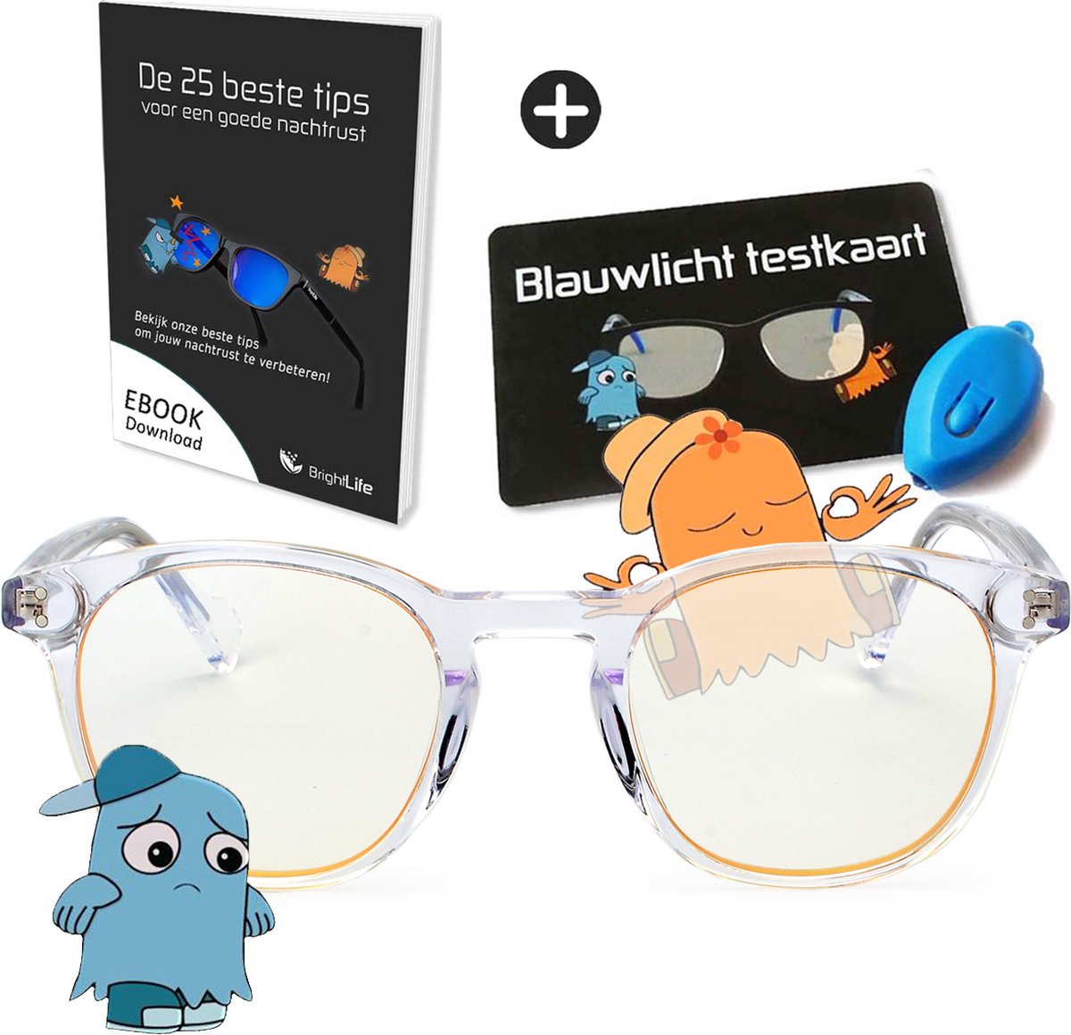 BrightLife Focus® Blauw licht bril - Computerbril - Blauw licht filter bril - Beeldschermbril - Blue light glasses - Compleet pakket - Beste keus voor overdag - Transparant