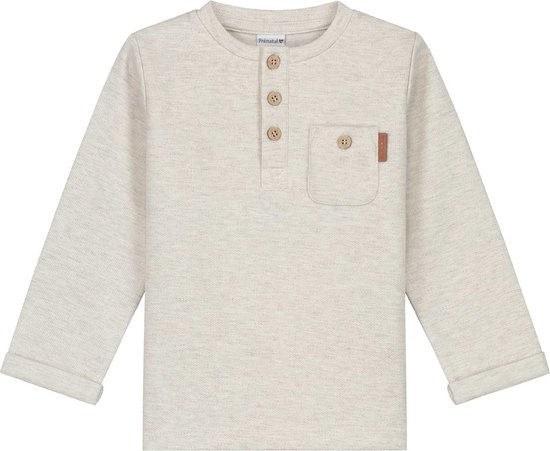 Prénatal baby shirt - Jongens - Mid Ecru Melange - Maat 56