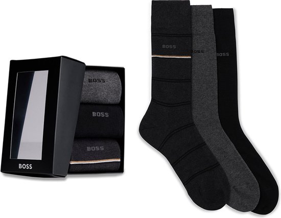 Hugo Boss Coffret cadeau BOSS 3P chaussettes rayures et basiques multi - 40-46