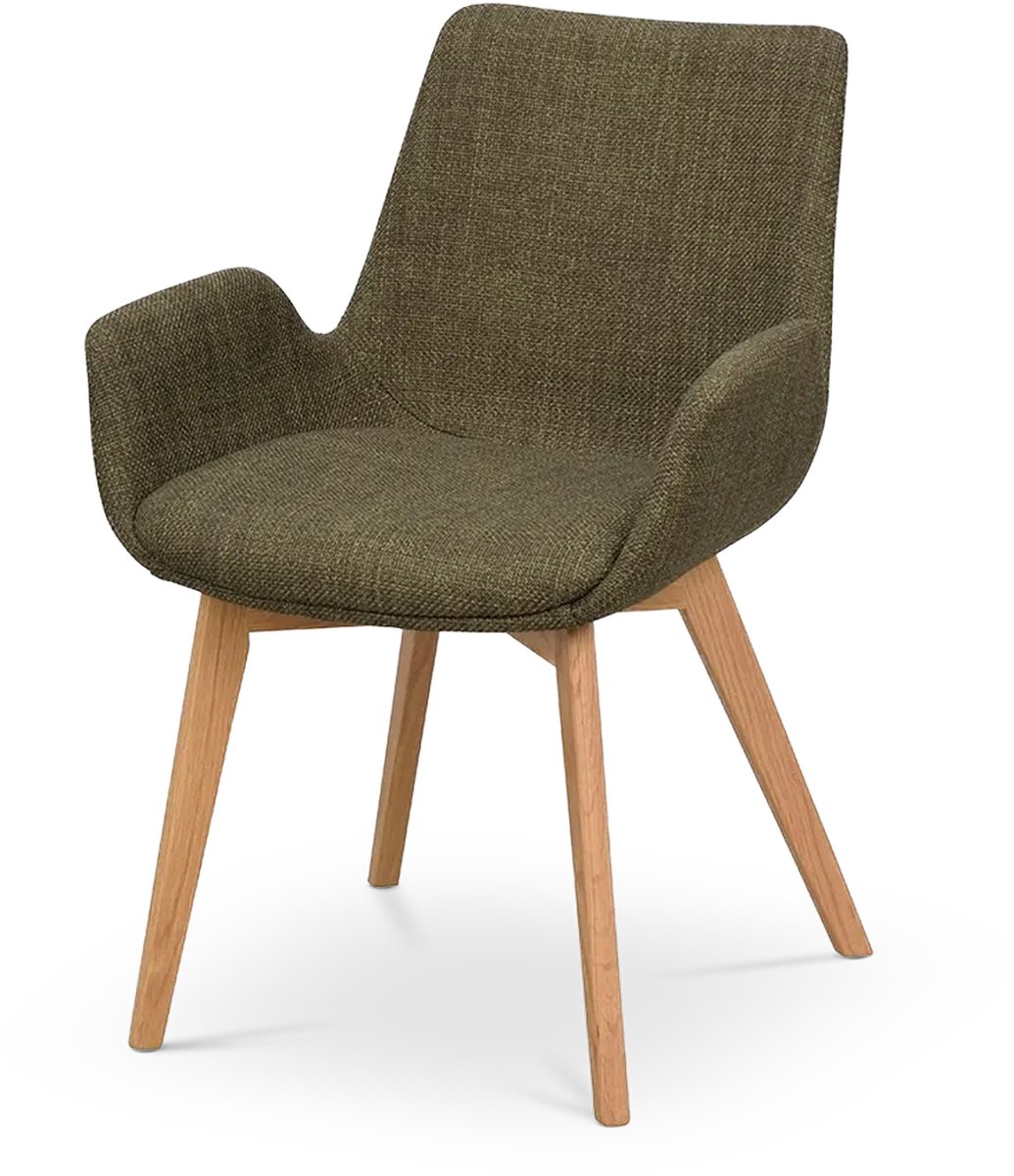 Rowico Home Drimsdale Eetkamerstoel Groen - Eiken Onderstel - Stof - Houten Poten - Scandinavisch - Comfortabel