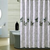 Douchegordijn voor badkamer 240 x 200 cm Schimmelbestendig dik polyester stof vlinder douchegordijn voering waterdicht lang badgordijn met haken, wasbaar en verzwaarde zoom