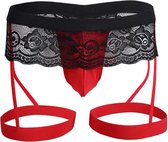 Sissy panties voor mannen - Sissy String voor Mannen - Erotische Lingerie - Sexy Underwear for Men - Crossdressing - Men's Jockstrap - Zwart met rood - Mannenstring