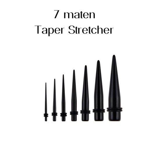 7 maten- Taper -stretcher -1.6 mm- 6 mm- zwart- Acryl- Tunnel- Charme Bijoux