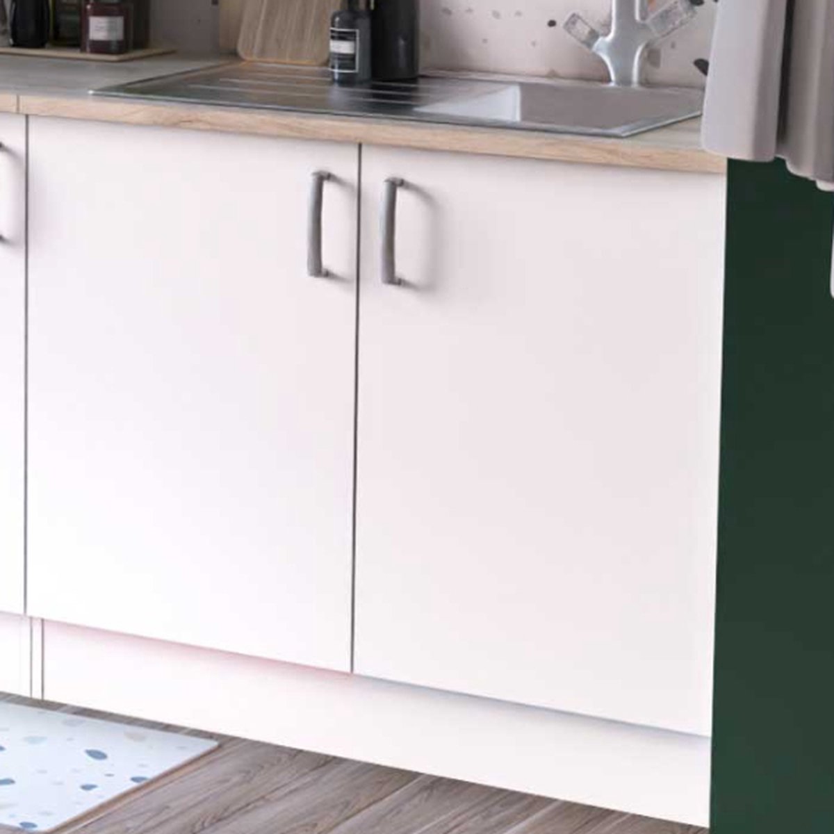 Gootsteenonderkast Sofie 100 cm 2 draaideuren-Kronberg eik/mat wit - CBA - Outlet - Wit - Melamine; Spaanplaat - Outlet -
