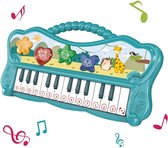 Piano Jouets - Piano Kinder - Avec USB - Émet des sons d'animaux - Piano avec lumière et son - Turquoise