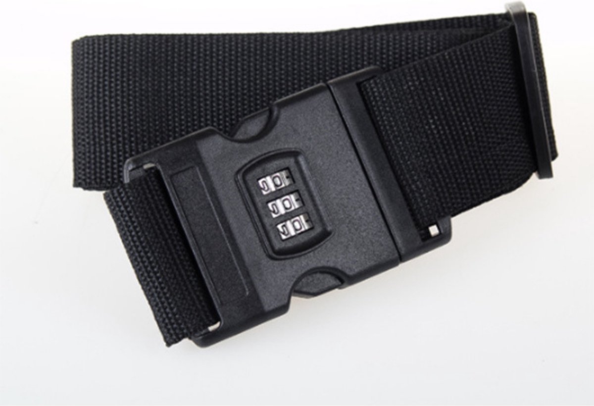 Kofferriem met cijfer slot, 2 stuks bagageriem, bagagestrap, verstelbare, kofferriemen met gesp, bagageriem, bagageriem,-Reizen-205cmX5cm-Zwart
