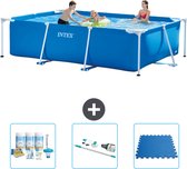 Intex Rechthoekig Frame Zwembad - 300 x 200 x 75 cm - Blauw - Inclusief Onderhoudspakket - Stofzuiger - Vloertegels