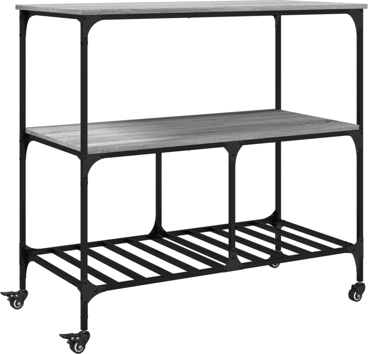 vidaXL Keukentrolley 100x50x95 cm bewerkt hout grijs sonoma eikenkleur
