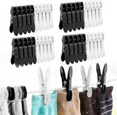 Wasknijpers, set van 50 premium plastic wasknijpers voor waslijn, winddichte wasknijpers, kleurrijk, sterke grip wasknijpers voor handdoek, kleding, sokken (zwart/wit)