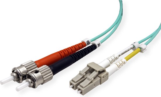 Câble FO 50/125µm, LC/ST, OM3, turquoise, 1 m