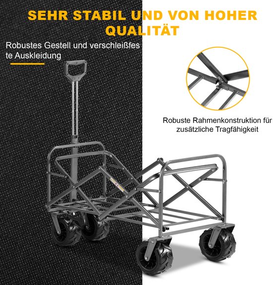 Packaway XL Opvouwbare Bolderkar Heavy Duty van Wasbaar Polyester tot 80KG - 98 x 45 cm - Zwart van Packaway — afbeelding 5