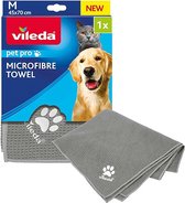 Vileda - Hondenhanddoek - Pet Pro Microvezeldoek, absorberend en sneldrogend, geschikt voor honden en katten, honingraatstructuur, super schoon en voelt zacht aan - Maat M