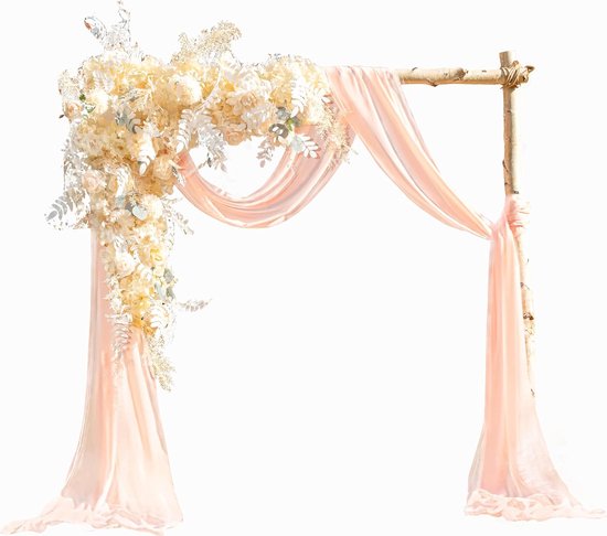 Bruiloft dwarsbehang vrije hand decoratie voor bruiloftsboog & trouwboog hemelbed gordijnen gordijn voor raamdecoratie van chiffon stof (koraalroze)