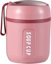 Thermocontainer 480 ml yoghurtbeker to go thermo lunchbox voor kinderen en volwassenen, roestvrij staal, thermovoedselcontainer voor babyvoeding, soepen, praktische mueslibeker (roze)