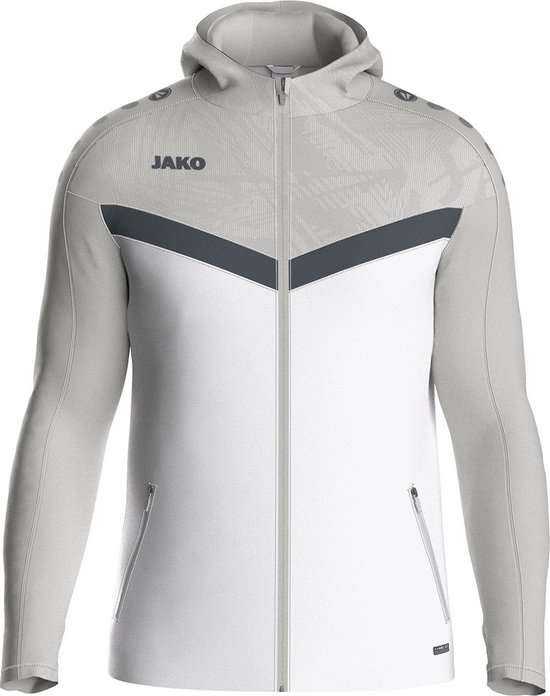 Jako Iconic Jas Met Kap Heren - Wit / Zachtgrijs | Maat: XL