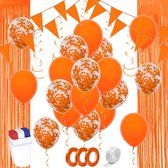 Koningsdag Versiering Accessoires Feestpakket Oranje Ballonnen Oranje Slingers EK WK Voetbal Versiering Vlaggetjes