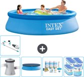 Intex Rond Opblaasbaar Easy Set Zwembad - 305 x 76 cm - Blauw - Inclusief Pomp Afdekzeil - Onderhoudspakket - Filters - Stofzuiger