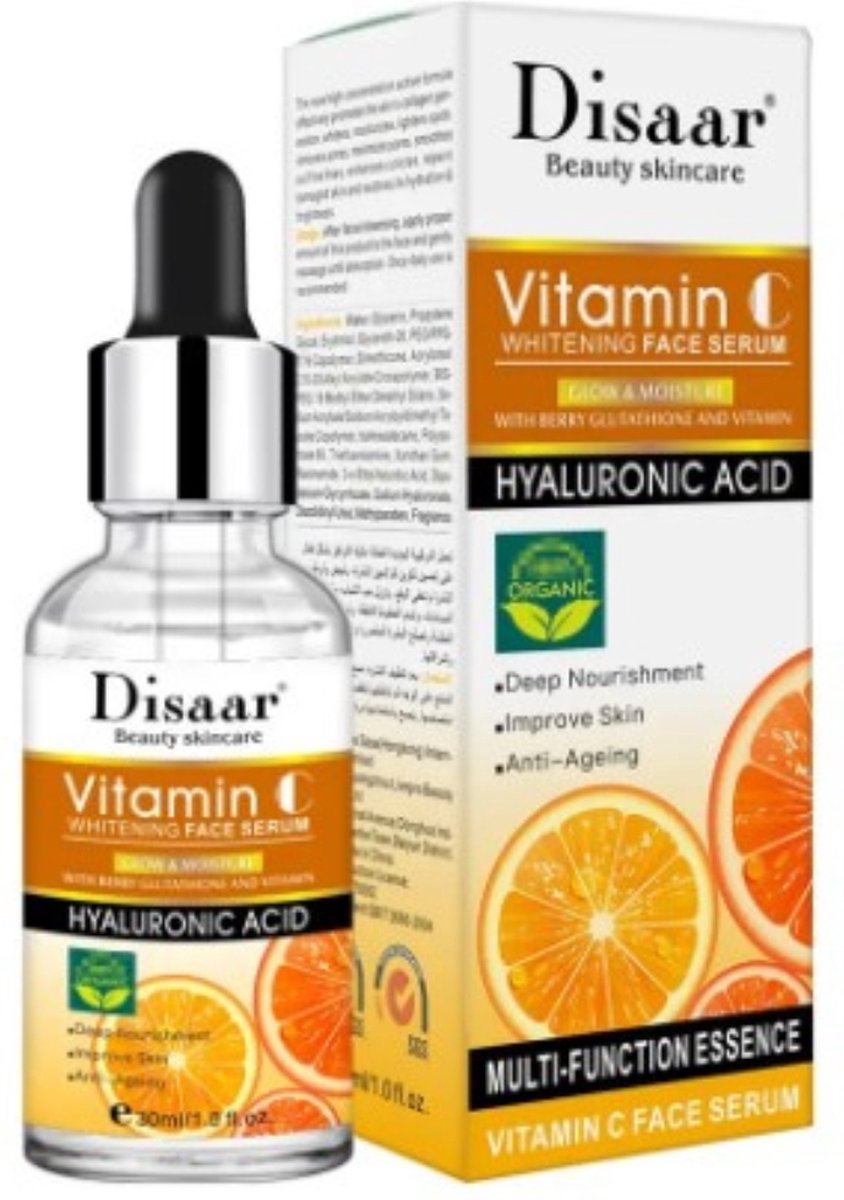 Goedkoopste Vitamine C serum met hyaluronzuur - donkere vlekken verminderen - huidverhelderend serum - fijne lijntjes verminderen - rimpelvermindering - diepe hydratatie - egale teint - anti-aging huidverzorging - huidversteviging - stralende huid