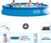 Intex Rond Opblaasbaar Easy Set Zwembad - 457 x 84 cm - Blauw - Inclusief Pomp Afdekzeil - Onderhoudspakket - Filter - Grondzeil - Stofzuiger - Solar Mat