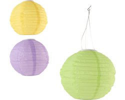 HIXA Lampionnen – met Verlichting – Voor Buiten – Set van 3 Kleuren – 28cm – Solar LED
