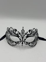 Masque vénitien pour femme - élégant masque en métal noir avec strass scintillants - Masque de bal masqué laseré à la main