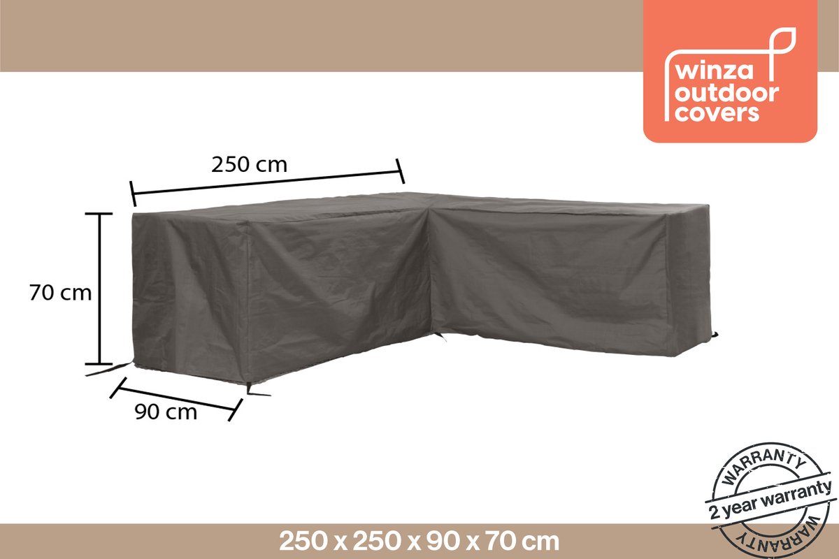 Winza Outdoor Covers Premium - beschermhoes loungeset L vorm 250 - Afmeting : L 250/90x250/90x70 cm - Antraciet - 2 jaar garantie