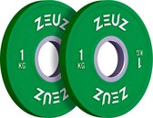 ZEUZ Halterschijf 2 Stuks 1 KG – 2 KG Gewichten Set – voor 50 mm Halter - Metaal & Rubber - 2KG Schijf