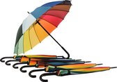 Discountershop Regenboog Paraplu voor Volwassenen - Windproof - Haak Handvat - Multi Collors - Set van 7 | Stijvolle Golfparaplu