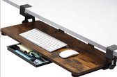 Toetsenbordlade, grote toetsenbordplank Luxe Bureauplank onder het bureau met C-klemhouder, computertoetsenbordstandaard, ergonomische toetsenbordlade om te typen, thuis en op kantoor hout Bruin