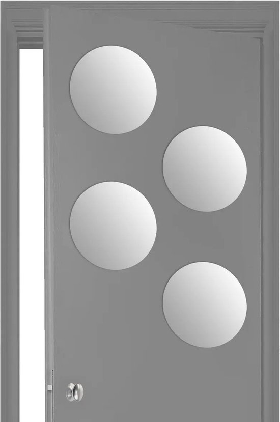 5Five carreaux de miroir collants - 8x pièces - verre - autocollant - 30 x 30 cm - ronds - mur/porte/mur