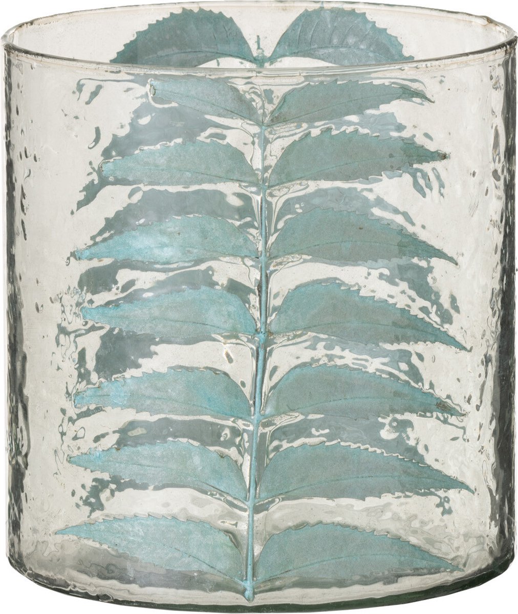 J-Line vaas Blad - glas - transparant/blauw - small - Ø 15 cm Multi