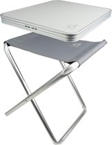 Krukje + oplegblad - Grijs met rugleuning, compact en lichtgewicht pop up stool