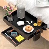 Inklapbaar nachtkastje bedplank met lade en bekerhouder - 245 x 375 cm zwart Beside shelf