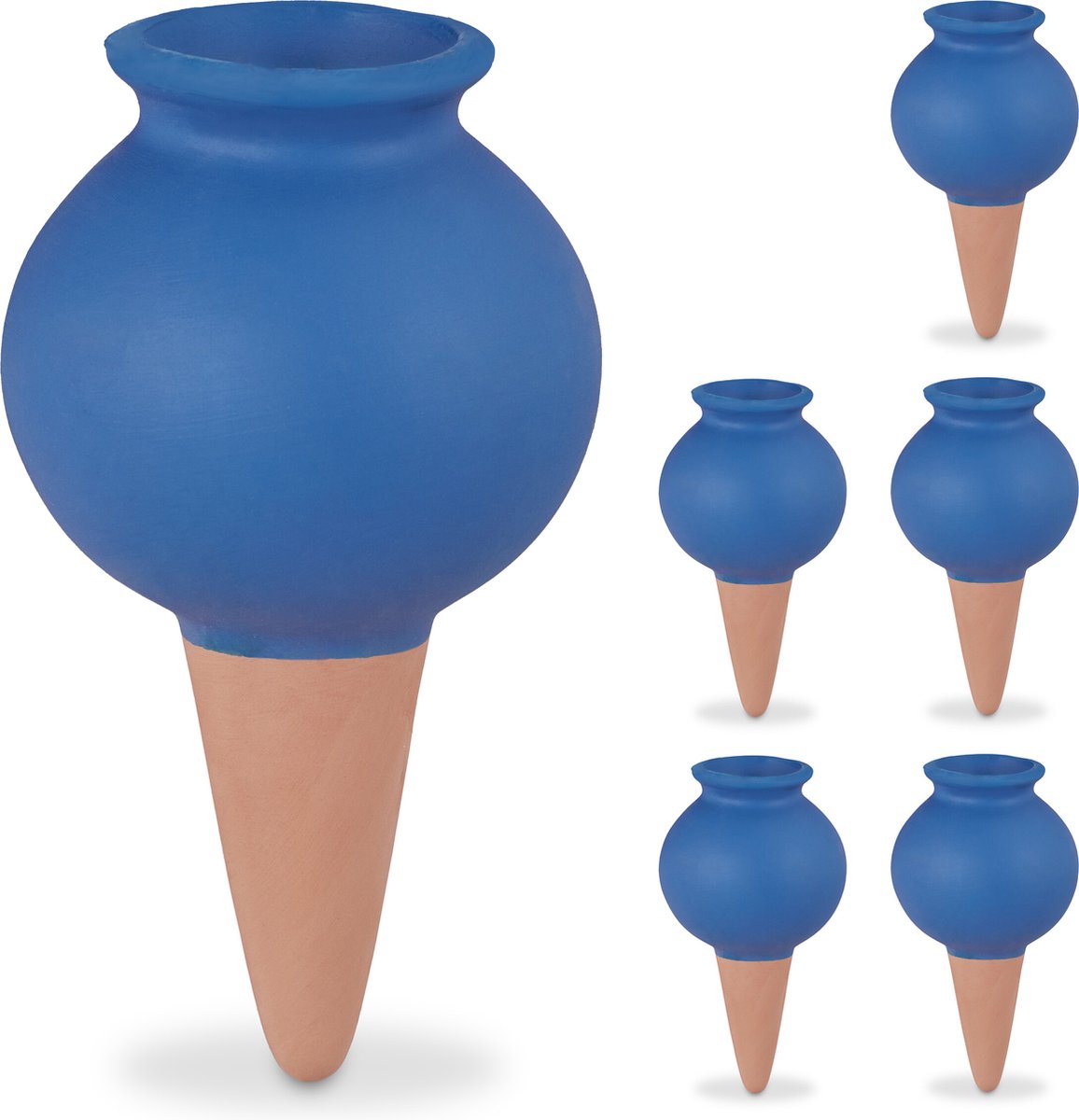 Relaxdays waterdruppelaar keramiek set van 6 watergeefsysteem planten kamerplanten