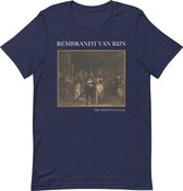 Rembrandt van Rijn 'De Nachtwacht' ("The Night Watch") Beroemd Schilderij T-Shirt | Unisex Klassiek Kunst T-shirt | Navy | XL