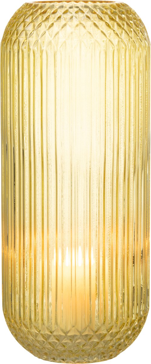 J-Line vaas Recht Geslepen - glas - geel - large - 36.5 cm hoog
