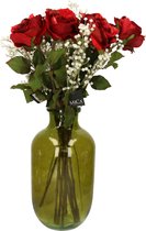 Kunstbloemen boeket rozen en gipskruid - 60 cm - Fancy Rose - kunst zijdebloemen