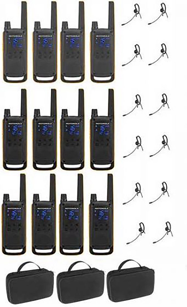 Set van 12 Motorola Talkabout T82 Extreme PMR446 Portofoons met headsets