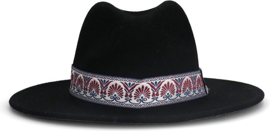 Sacha - Dames - Zwarte hoed met print ceintuur - Maat Onesize